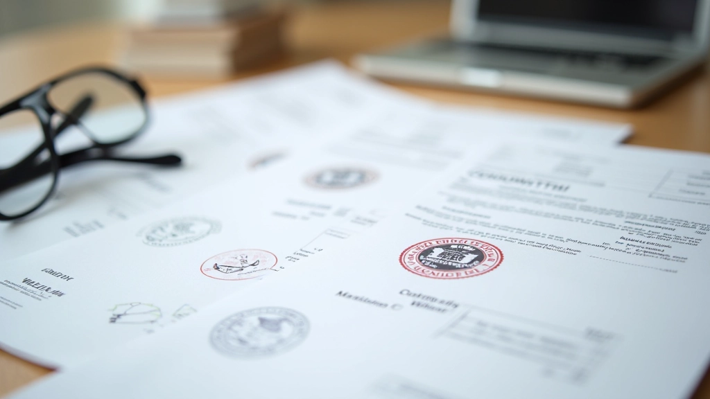 Pilha de documentos imobiliários certificados com carimbos oficiais de câmaras municipais portuguesas